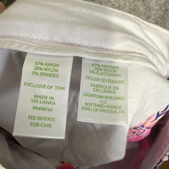 LILLY PULITZER Knit Buttercup Shorts  "LAST BUD NOT LEAST"  Size 2 Pink Floral - Picture 8 of 13